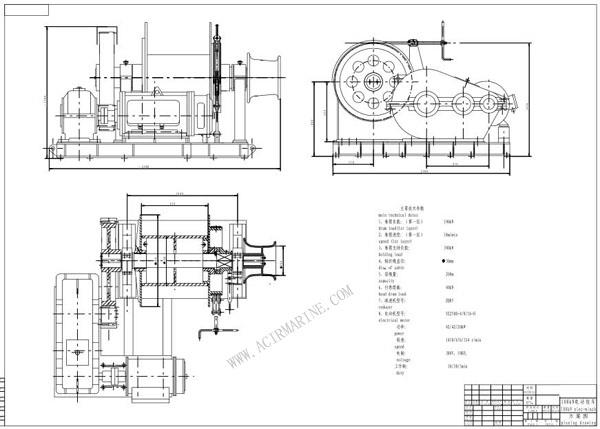 Bản vẽ chung của 100KN-Điện-Đơn-Trống-Neo-Tời